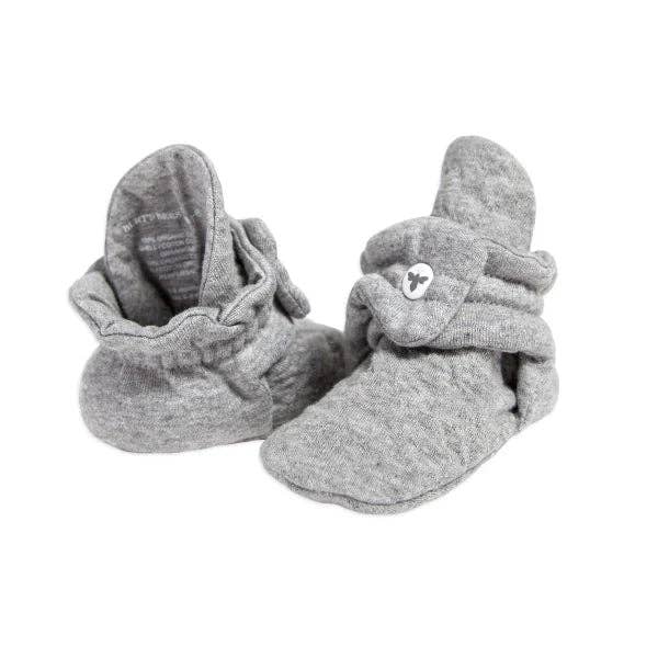Quilted Bee Organic Cotton Baby Booties: Heather Grey / 3-6 Months