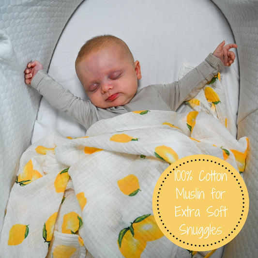 Baby Muslin Swaddle Blanket 47x47 Lemons