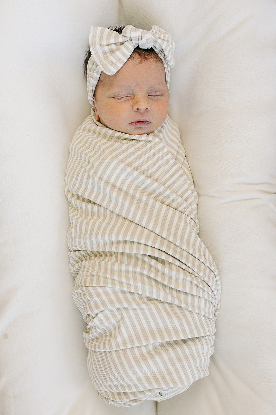 Taupe Stripe Ribbed Bamboo Head Wrap