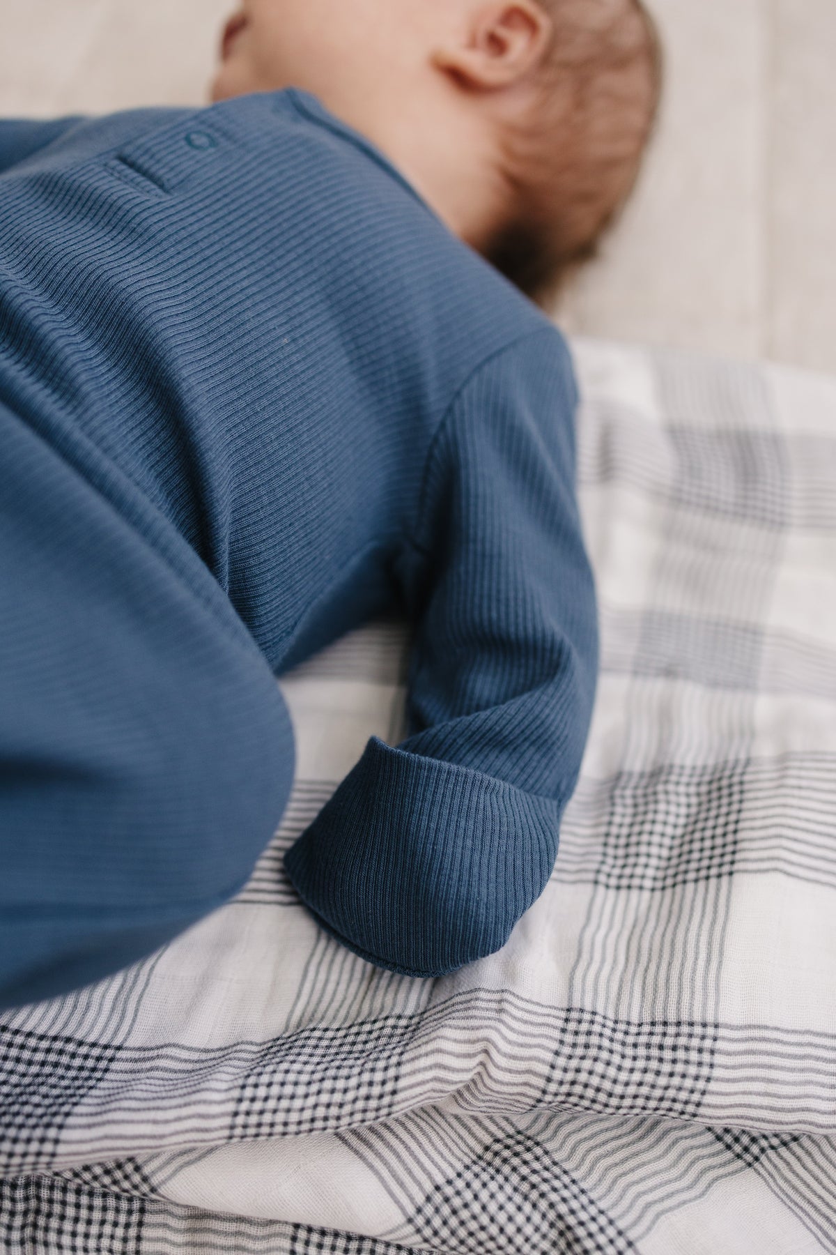 Navy Organic Cotton Ribbed Knot Gown