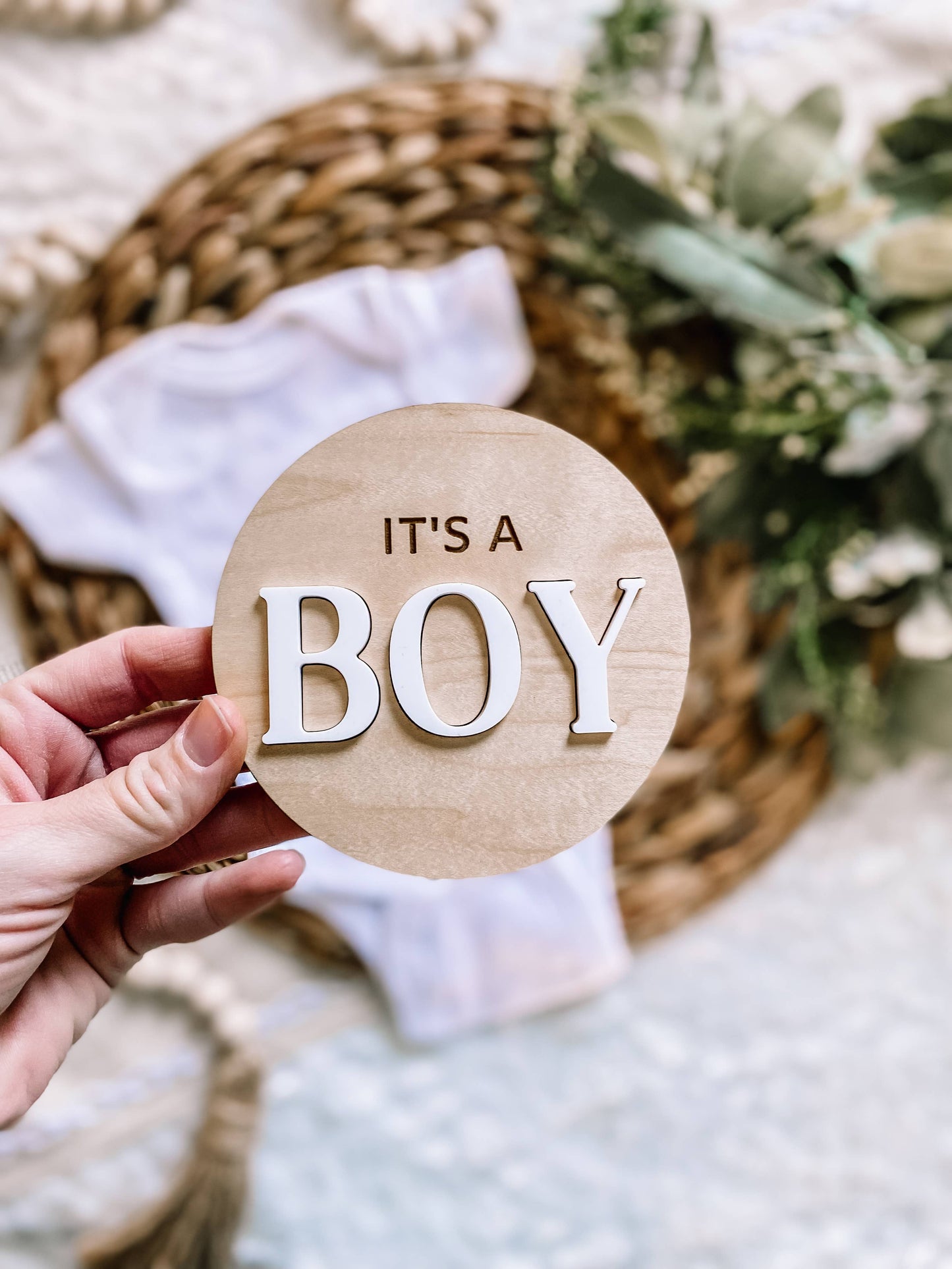 It’s a Boy Gender Reveal Announcement Sign - Round: Navy