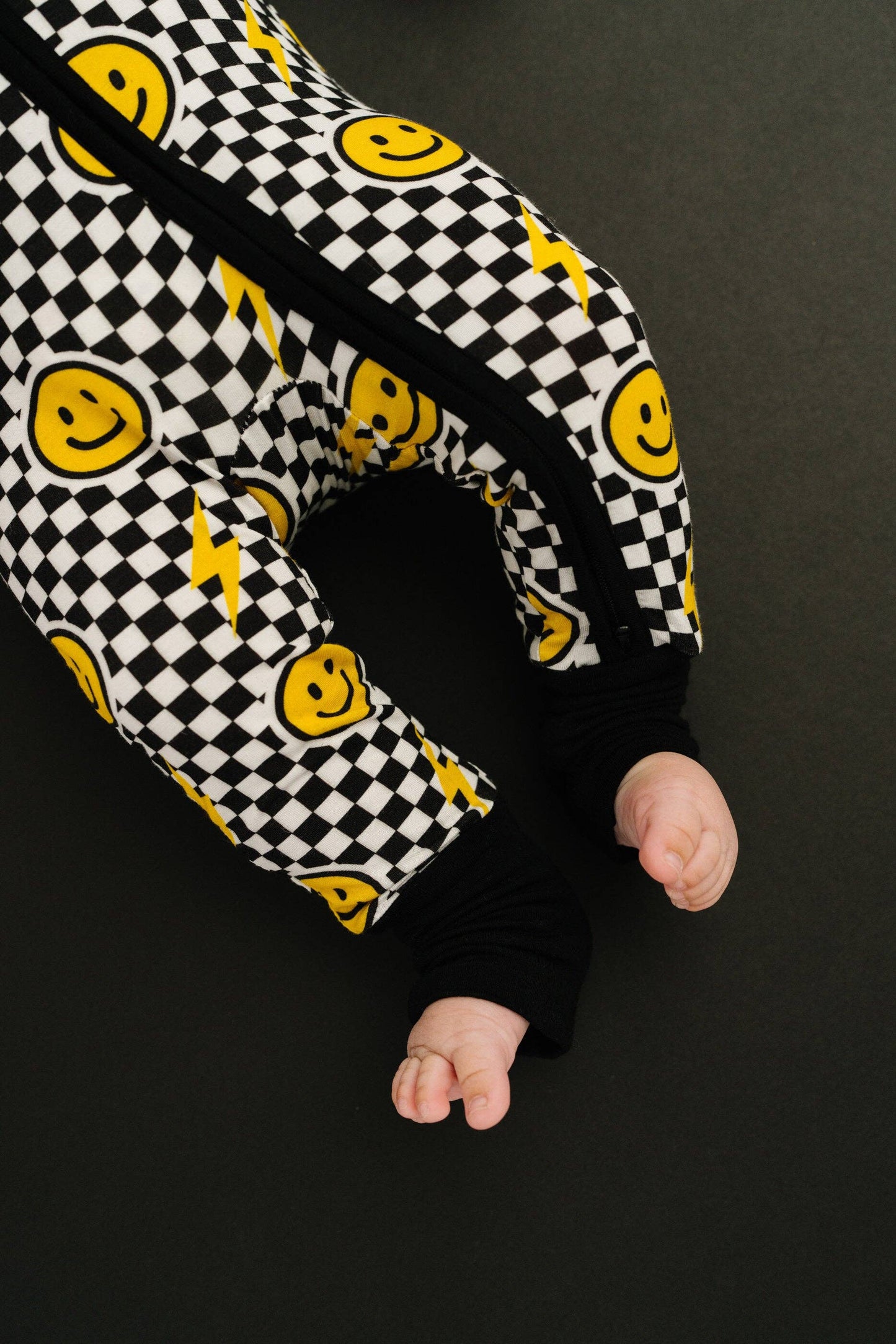 Black Bolt Check Bamboo Sleeper: 0-3M