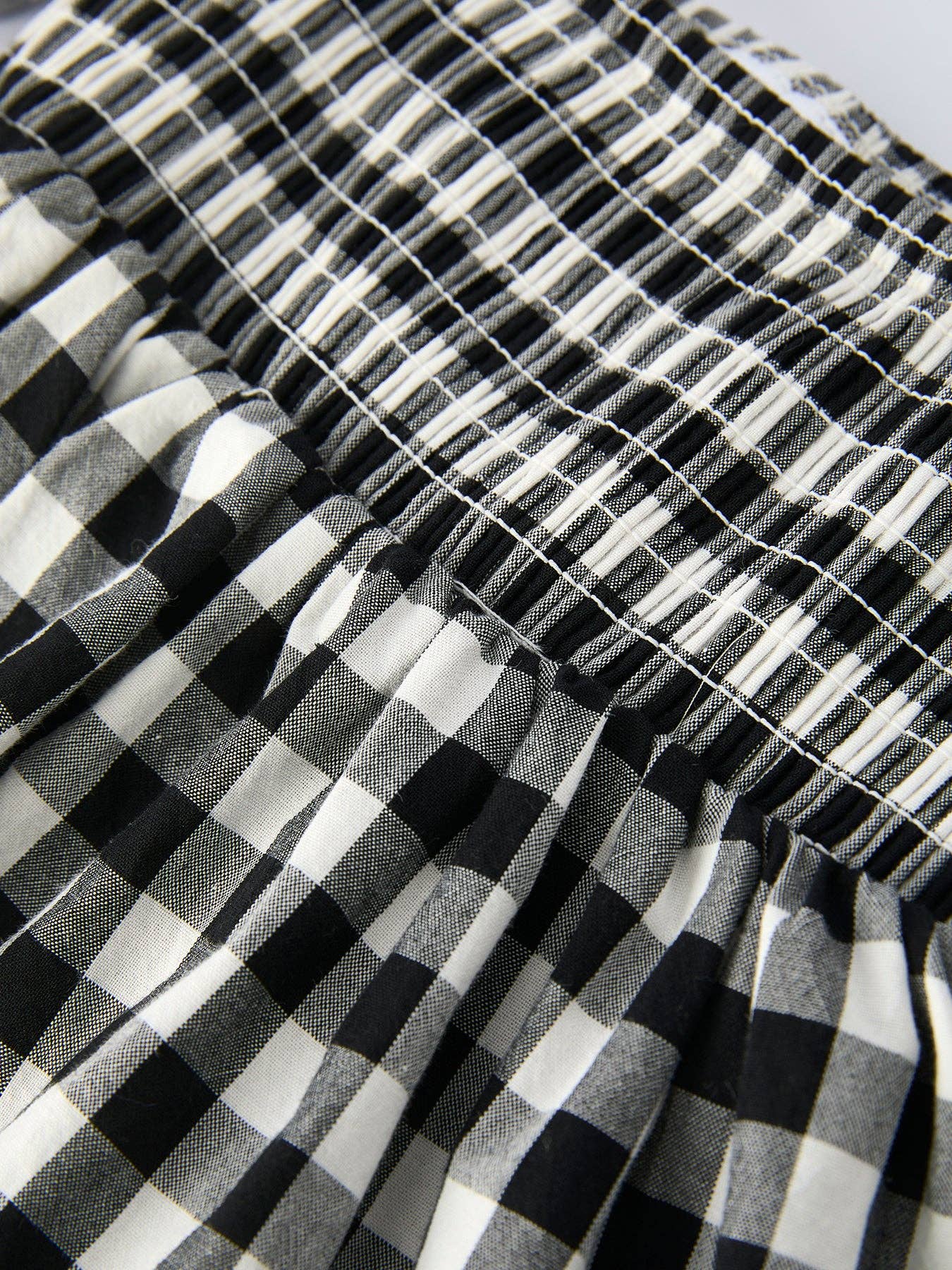 Plaid Girl Smocked Set Puff Sleeve Bloomer Set: 6M