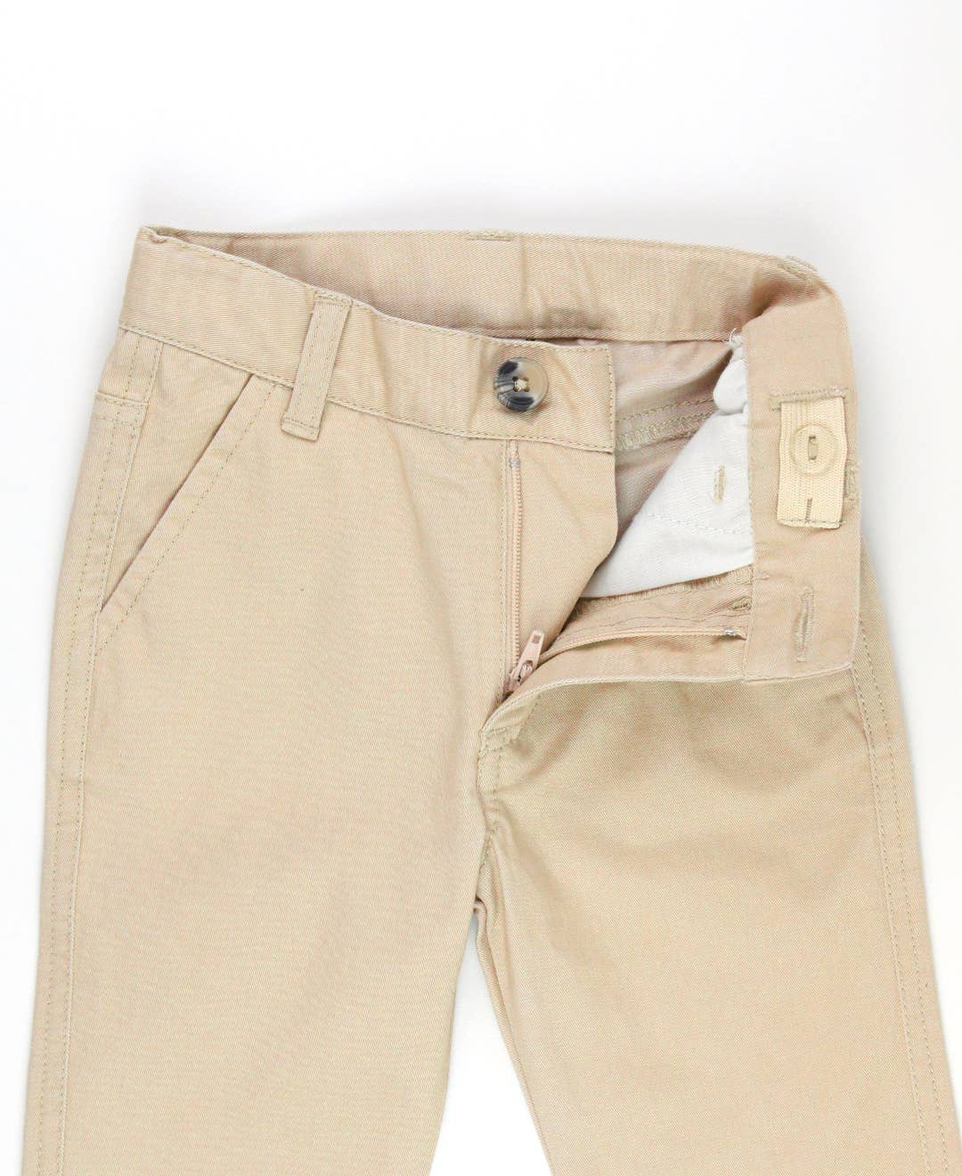 Boys Khaki Stretch Chino Pants: Off-White / 6