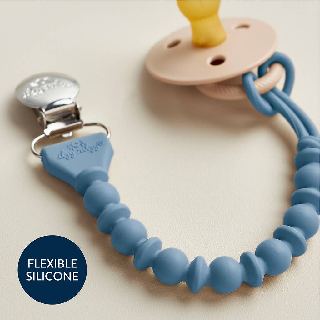 Itzy Paci Strap™ Silicone One-Piece Pacifier Clips: Blue Beaded