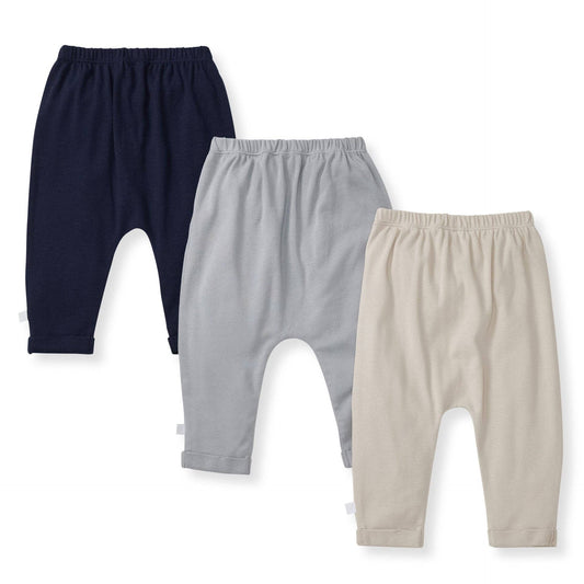 Solid Organic Cotton Baby Pants 3 Pack - Midnight
