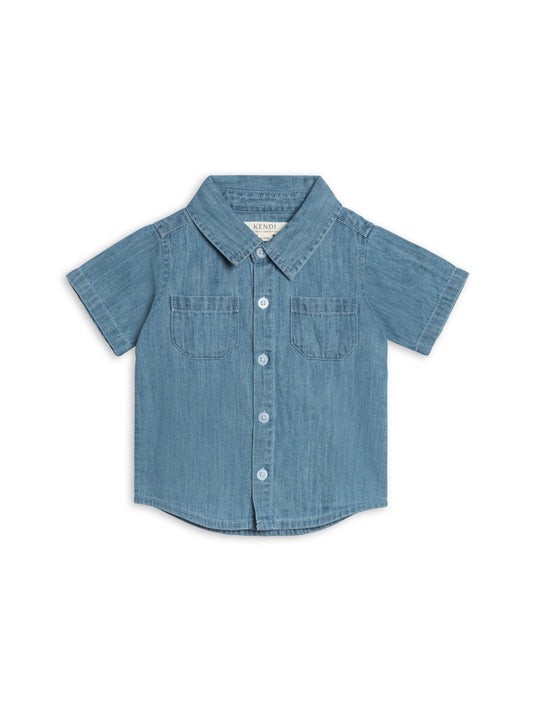 Graham Chambray Collared Button Down Shirt: Chambray