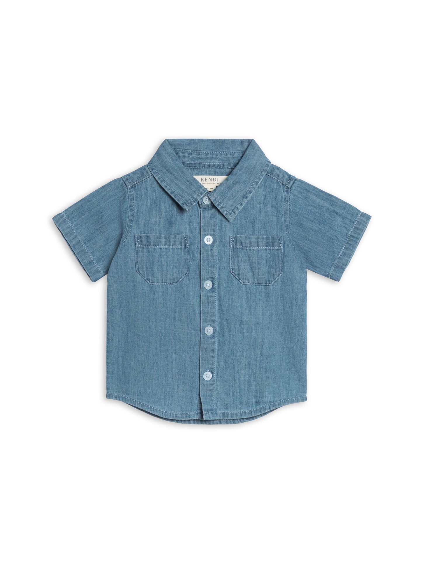 Graham Chambray Collared Button Down Shirt: Chambray / 4T