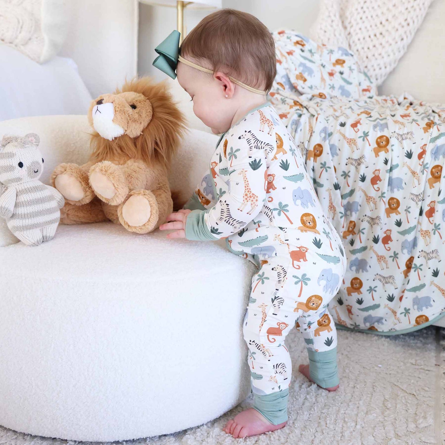 Safari Snuggles Convertible Zip Romper: 0-3 months