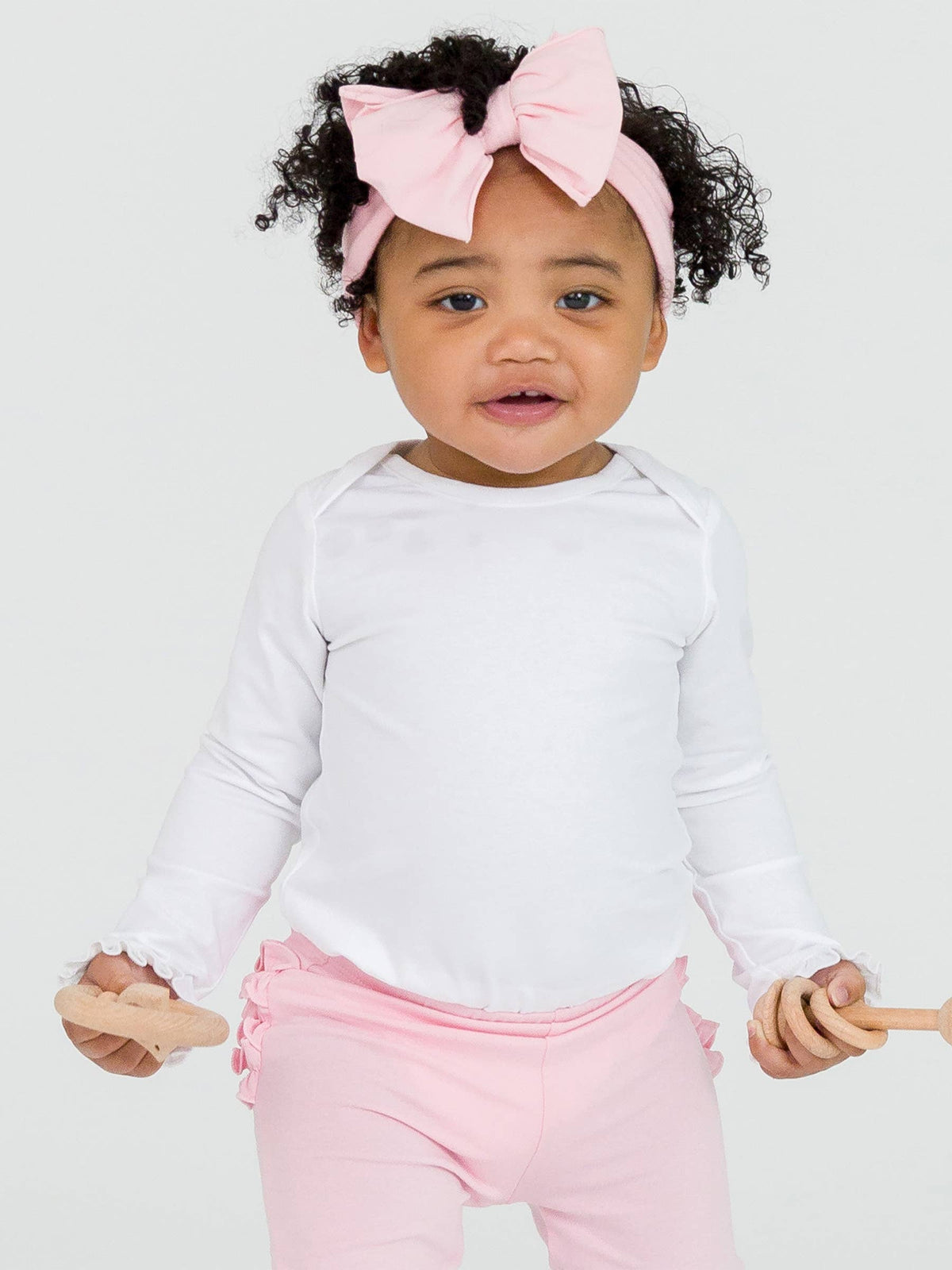 Baby Girls White Knit Long Sleeve Ruffle Bodysuit