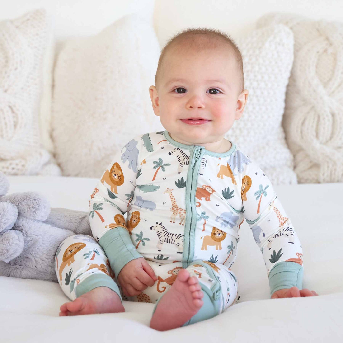 Safari Snuggles Convertible Zip Romper: 6-12 months
