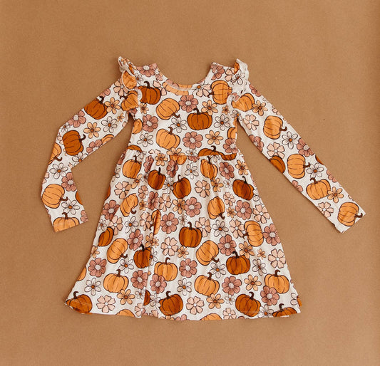 Autumn Floral Bamboo Twirl Dress