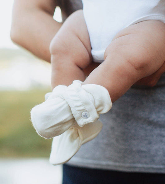 Solid Organic Cotton Baby Booties - Eggshell: Eggshell