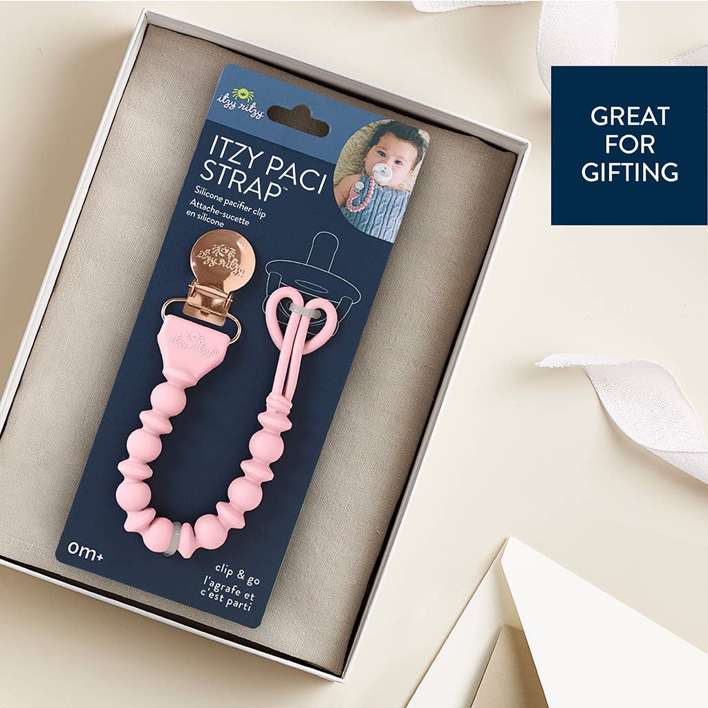Itzy Paci Strap™ Silicone One-Piece Pacifier Clips: Blue Beaded
