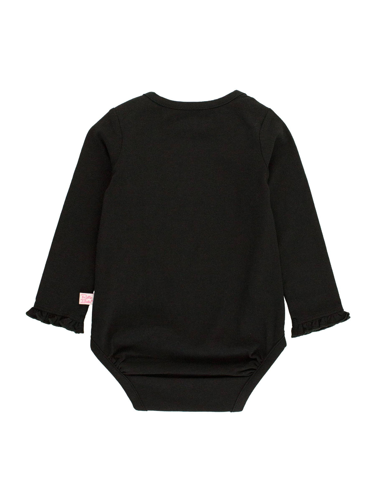 Baby Girls Black Knit Long Sleeve Ruffle Bodysuit