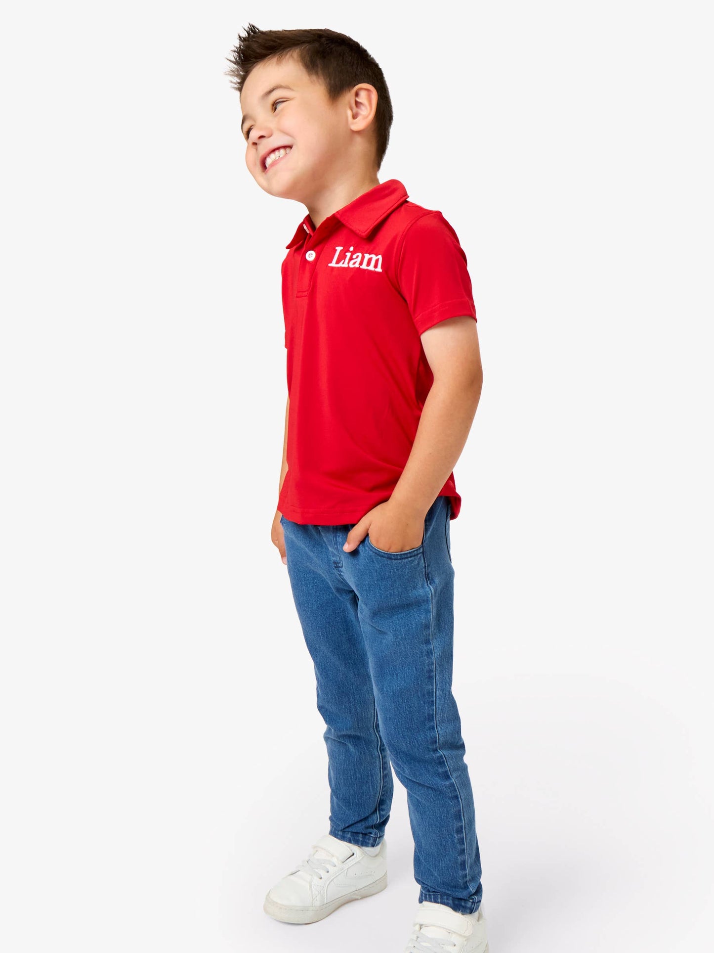 Boys Medium Wash Stretch Denim Pull-on Jeans: Blue