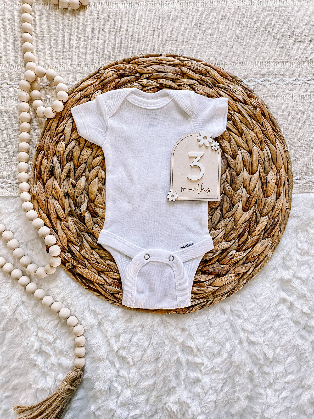 Wooden Monthly Milestone Set - Daisy: Blush / 12 Months (12 pc)
