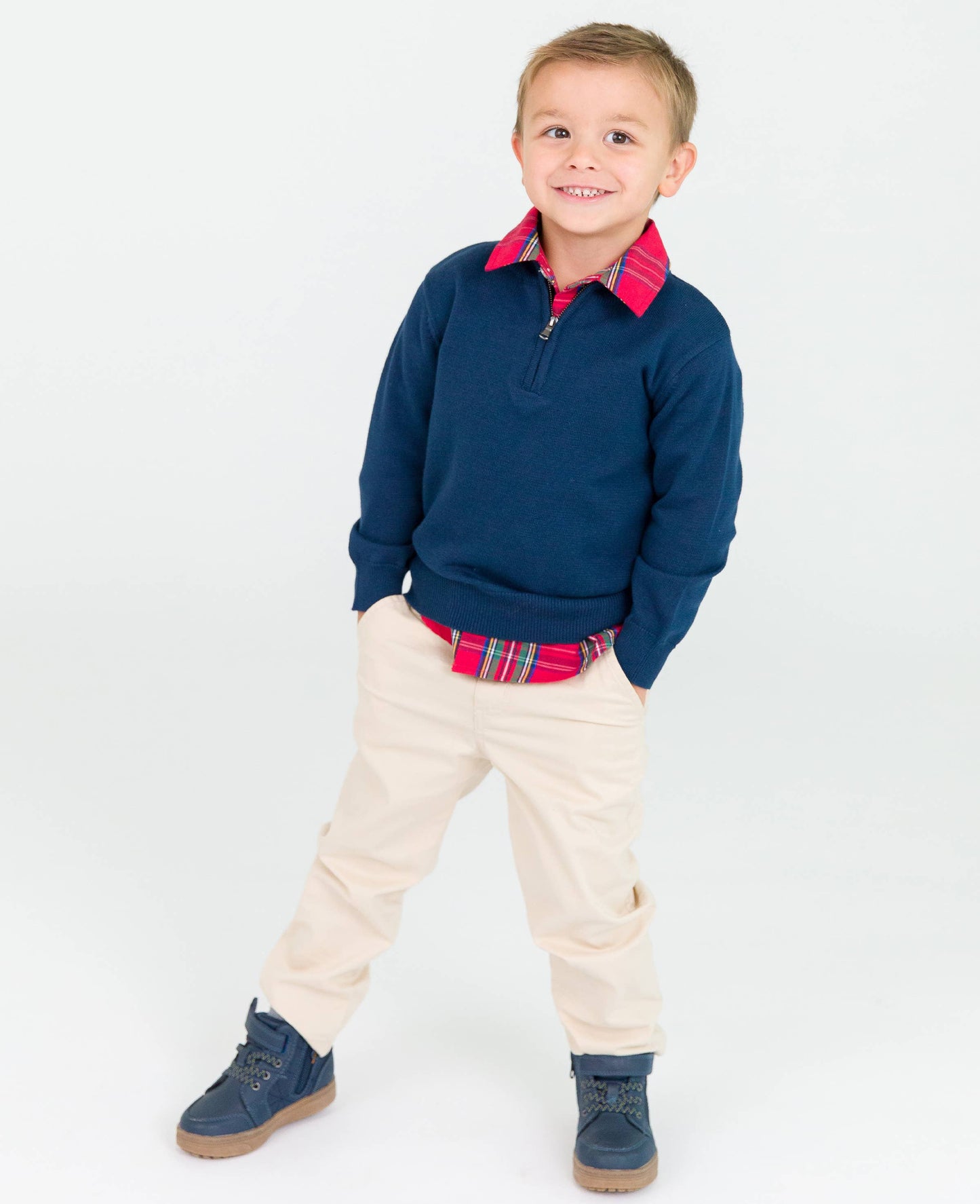 Boys Khaki Stretch Chino Pants: Off-White / 4T