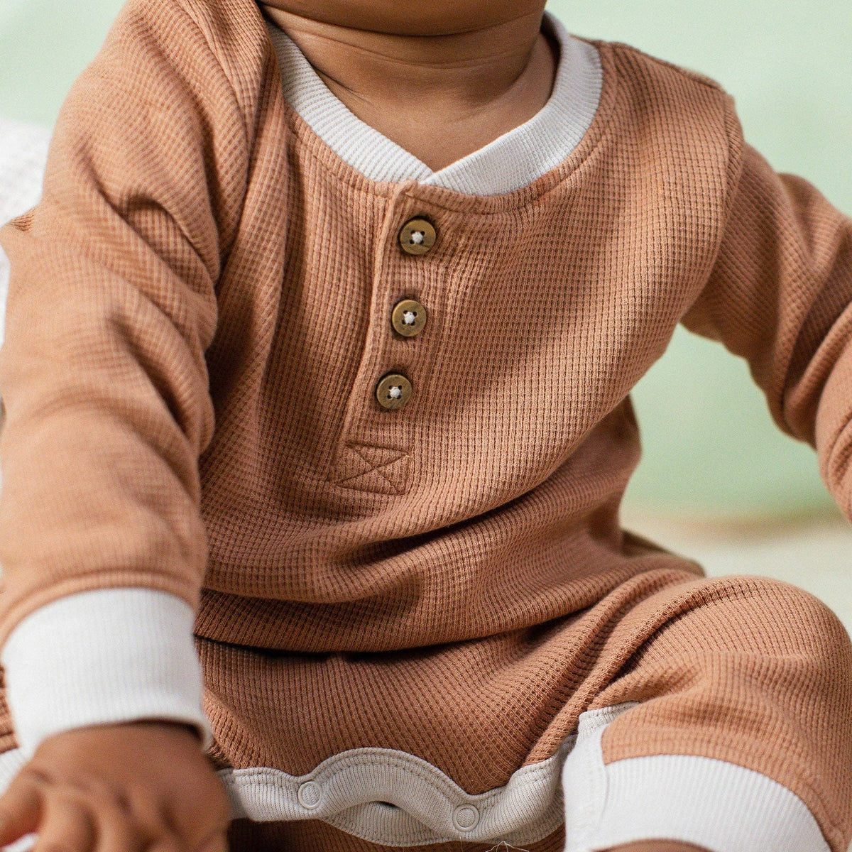 Henley Baby Boy Camel Jumpsuit
