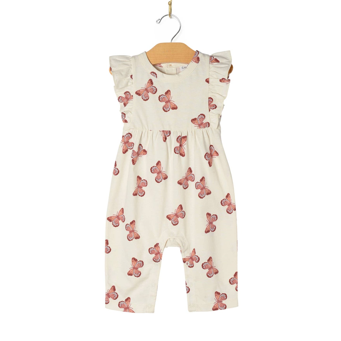Baby Spring Flutter Long Romper- Butterflies: 6-9m