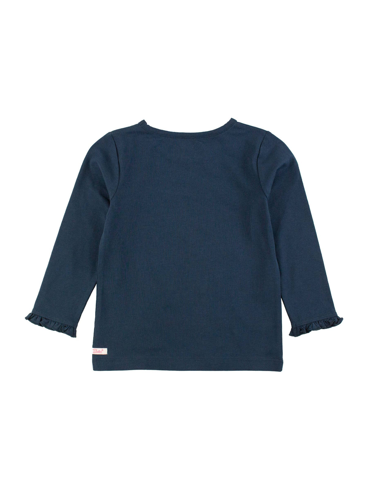Girls Dark Navy Knit Long Sleeve Ruffle Sleeve Top
