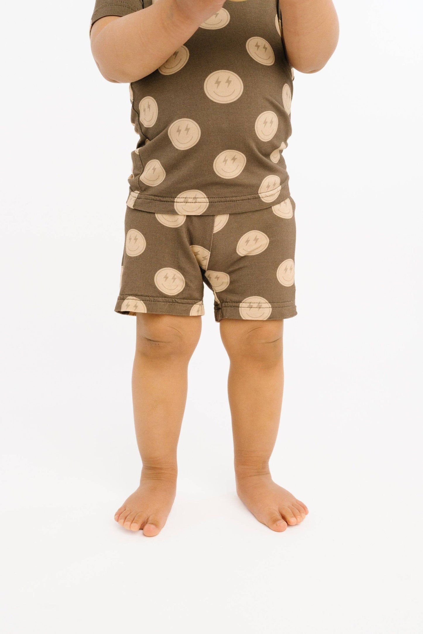 Neutral Smileys Bamboo Shorts Set: 4T