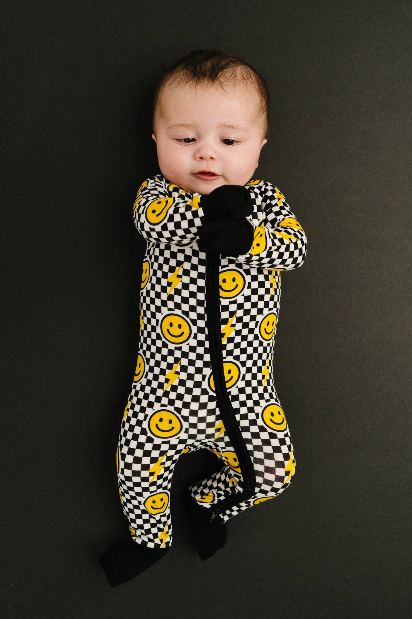 Black Bolt Check Bamboo Sleeper: 6-12M