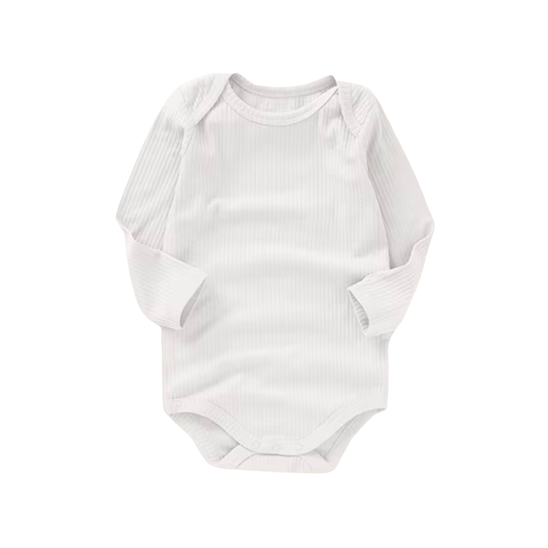 Ribbed Organic Bodysuit/White