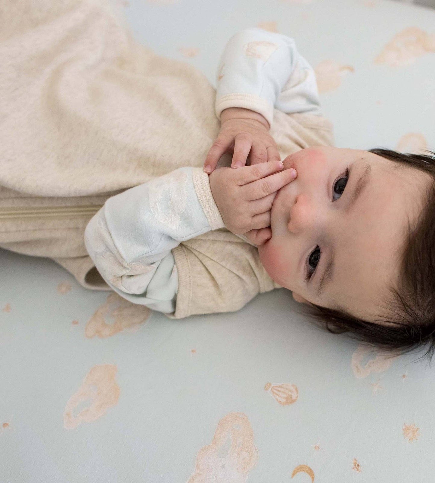 Solid Organic Lightweight Beekeeper™ Wearable Baby Blanket - Oatmeal: Oatmeal / Medium