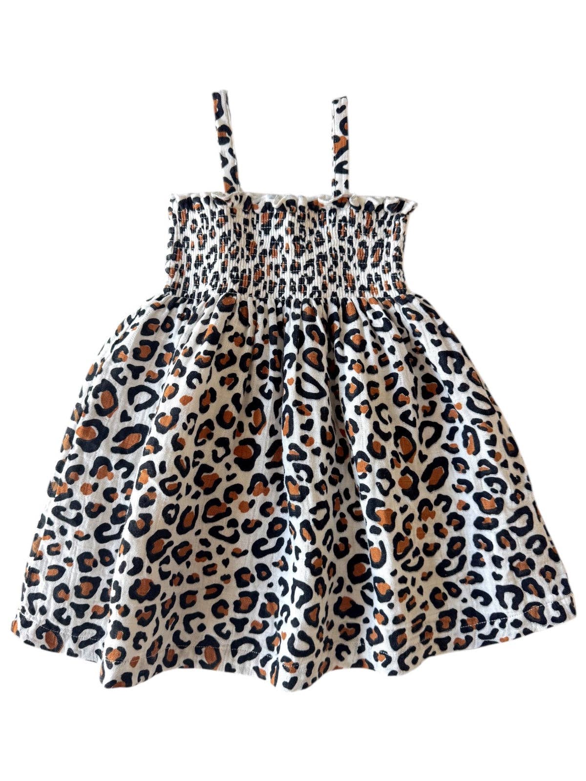 Leopard / Muslin Smocked Tube Dress: 6Y