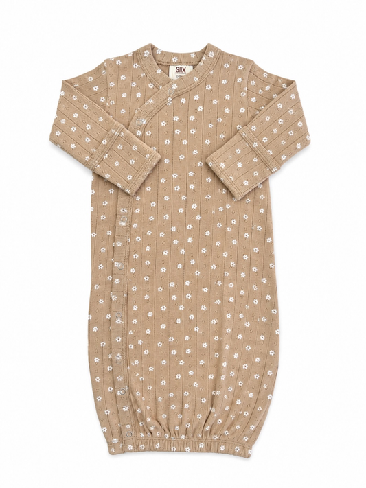 Almond Bloom / Organic Pointelle Gown: 0 - 3 mo.