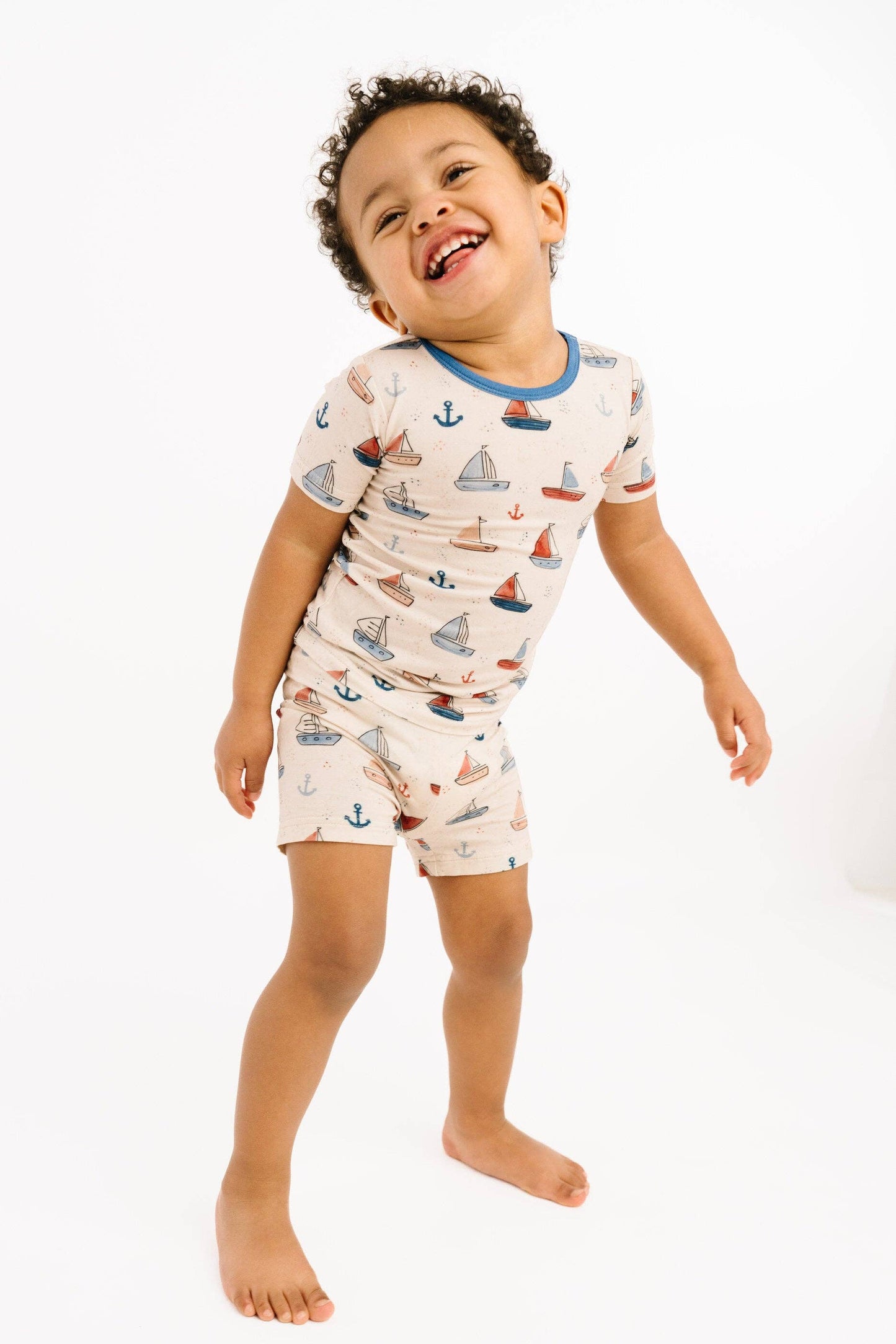 Nautical Sail Bamboo Shorts Set: 18-24M
