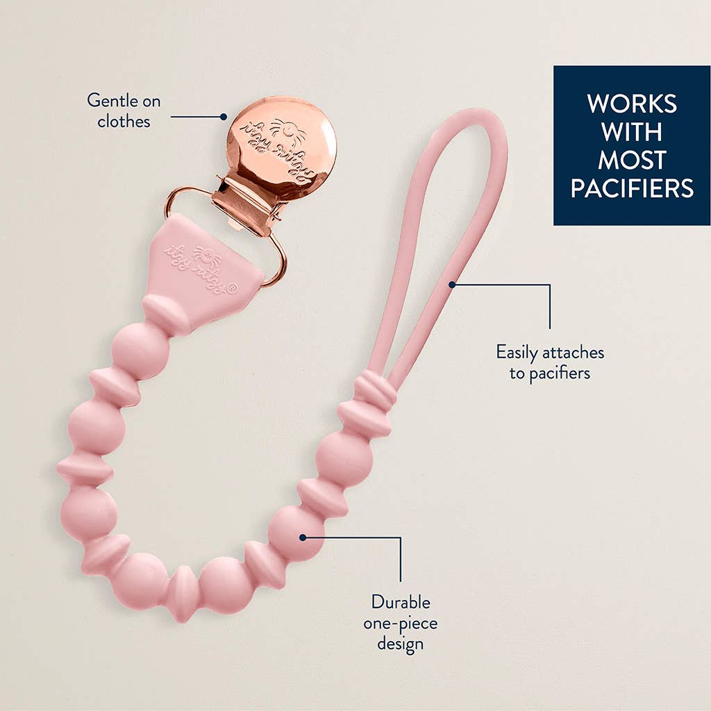 Itzy Paci Strap™ Silicone One-Piece Pacifier Clips: Blue Beaded