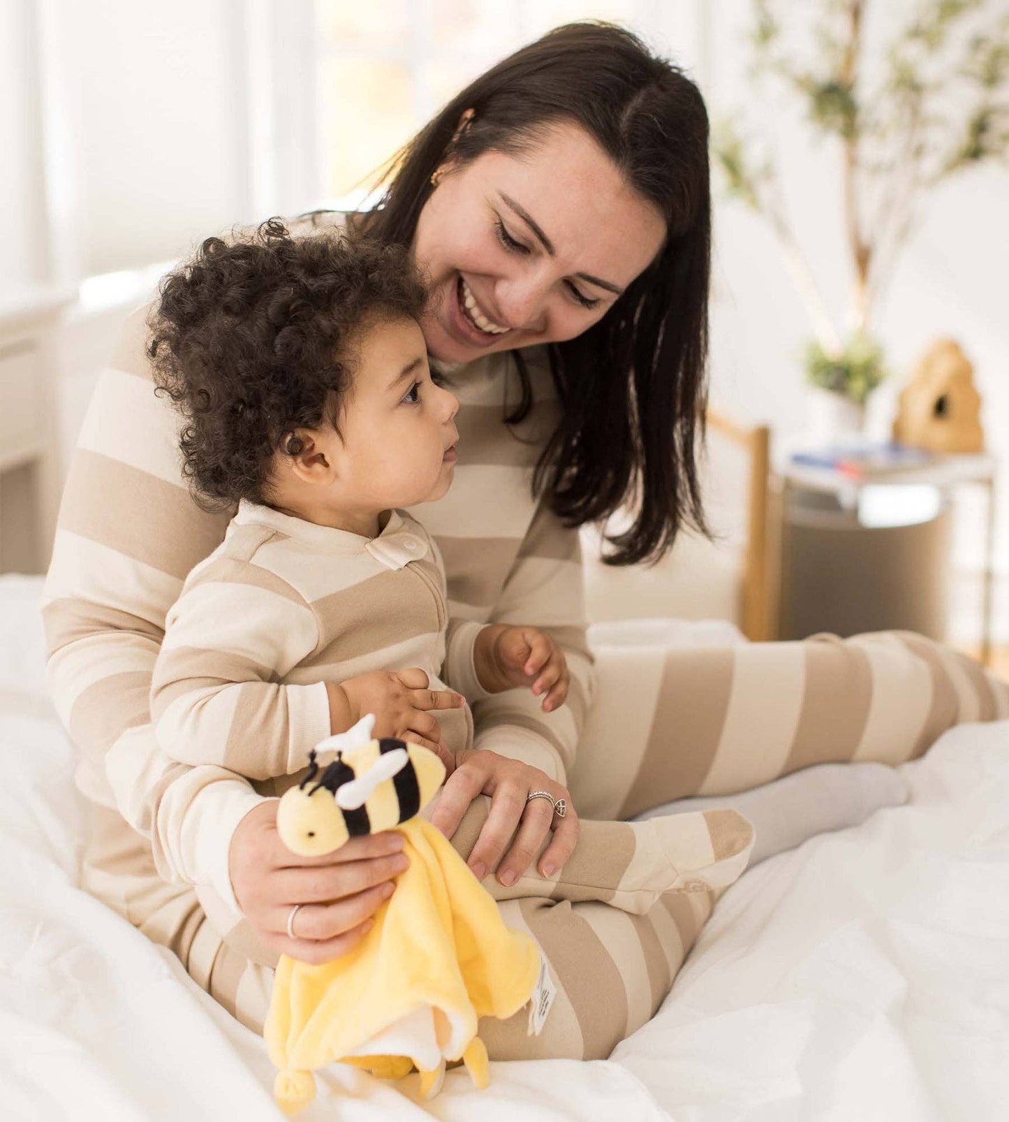 Mommy & Me Rugby Stripe Organic Cotton Sleep & Play - Oat: Oat / 0-3 Months