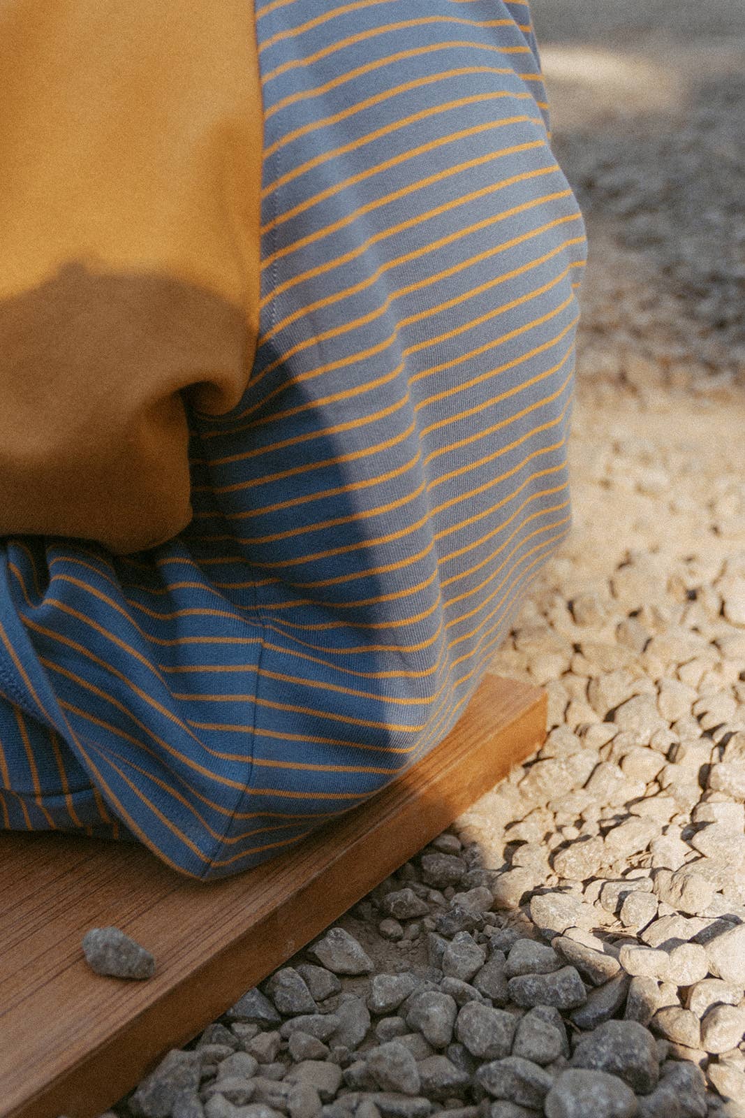 Chase Set in Thin Stone Blue Mustard Stripe: 6-12 Months