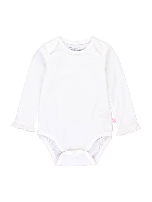 Baby Girls White Knit Long Sleeve Ruffle Bodysuit