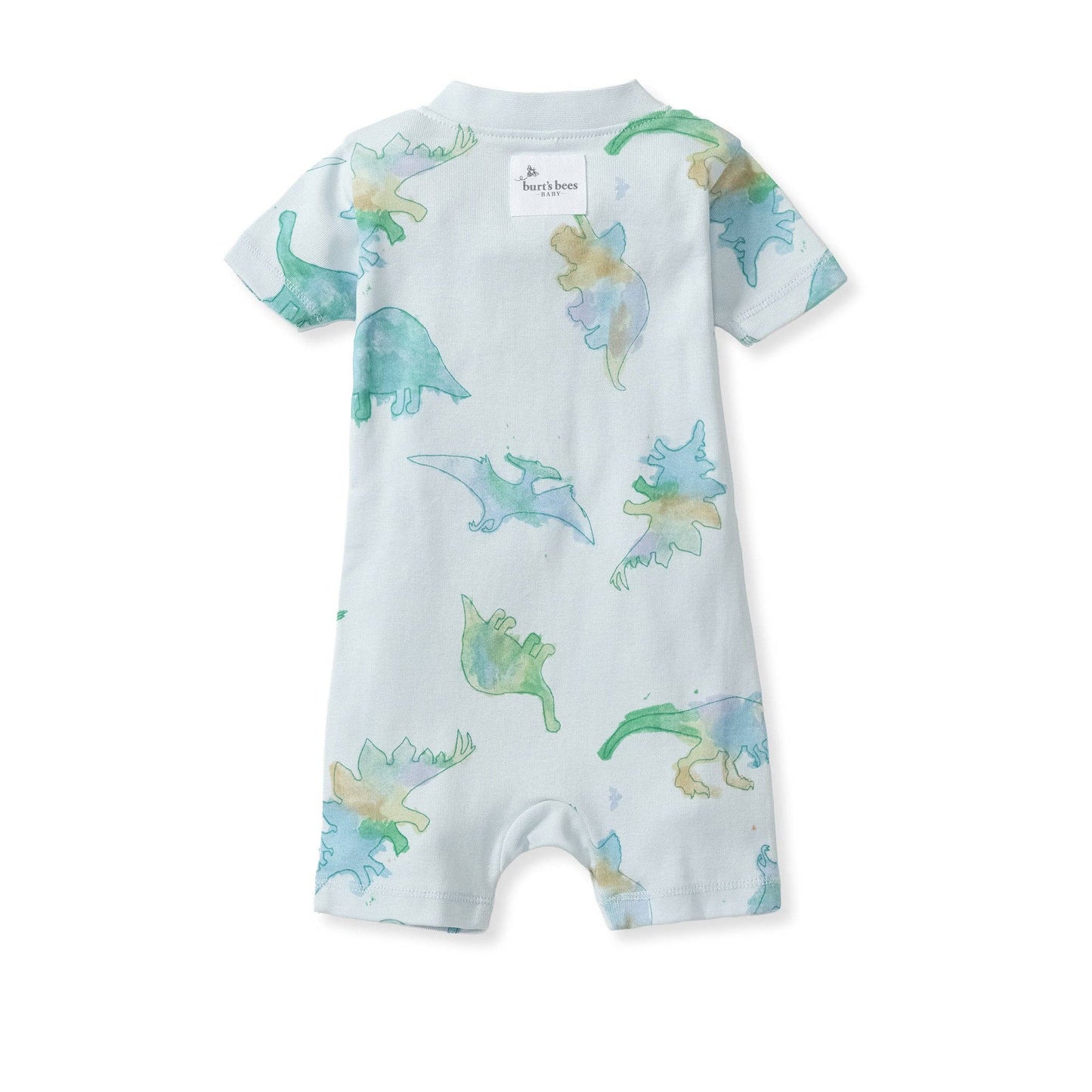 Watercolor Dinos Organic Baby Sleeper Romper - Rain: 18M