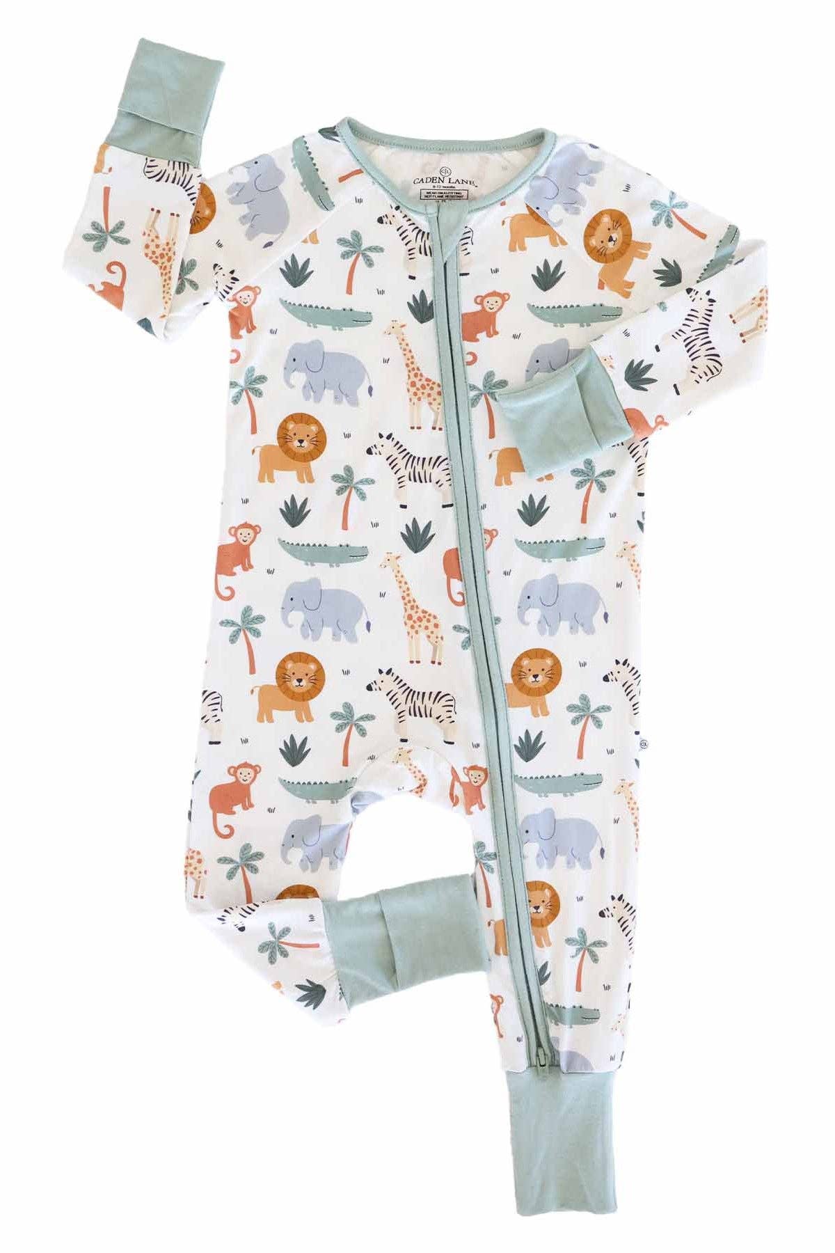 Safari Snuggles Convertible Zip Romper: 0-3 months