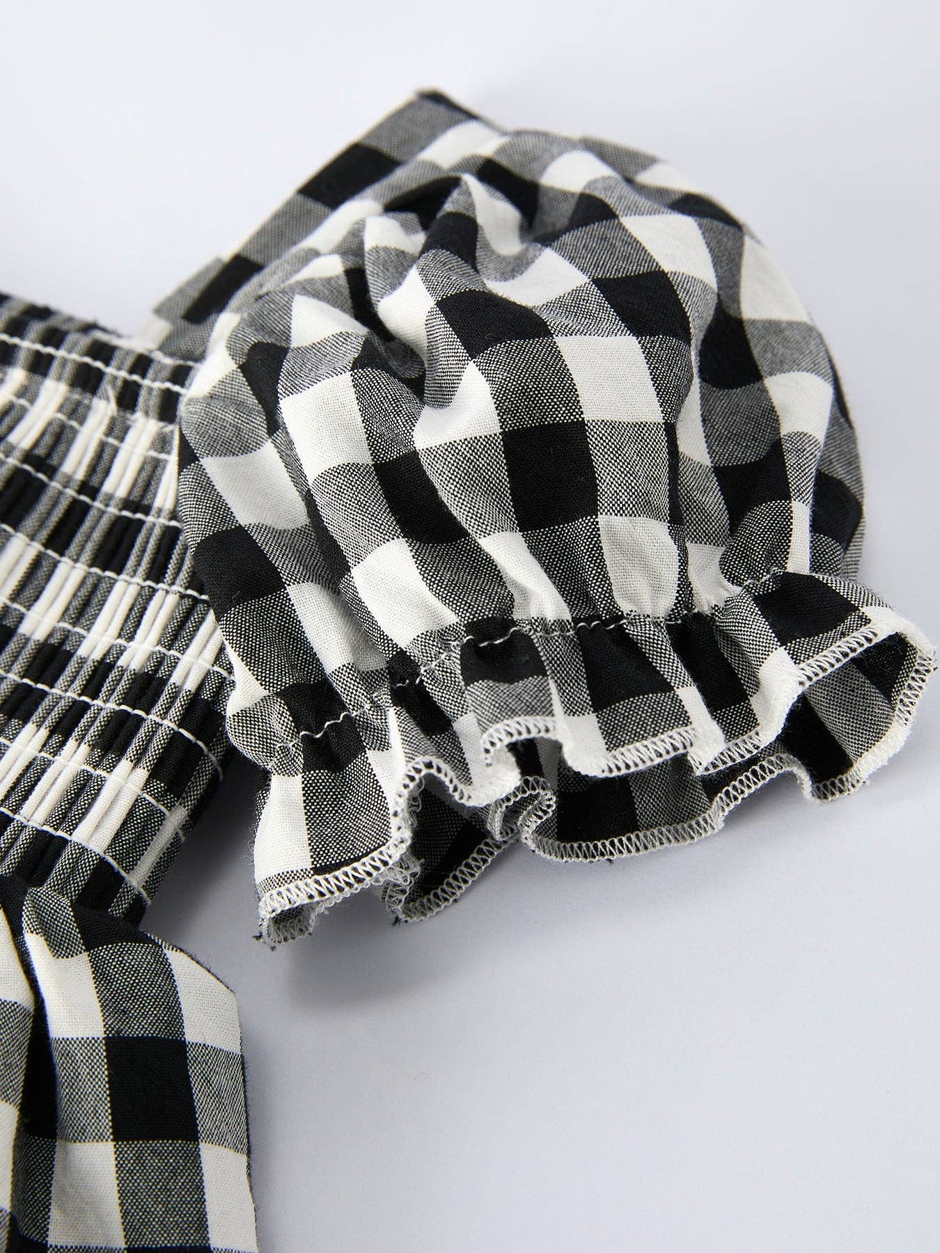 Plaid Girl Smocked Set Puff Sleeve Bloomer Set: 18M
