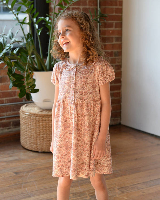 Girl Spring Frill Collar Henley Dress- Spring Bouquet