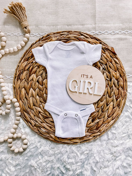 It’s a Girl Gender Reveal Announcement Sign - Round : Blush