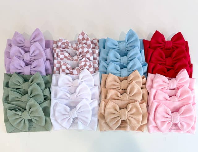 Red Bullet Bow + Headwrap  : NEWBORN HEADWRAP (5INCH BOW) BEST FITS 0-3M