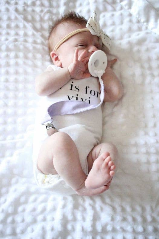 Ali+Oli Linen Pacifier Clips (set of 3): Sky