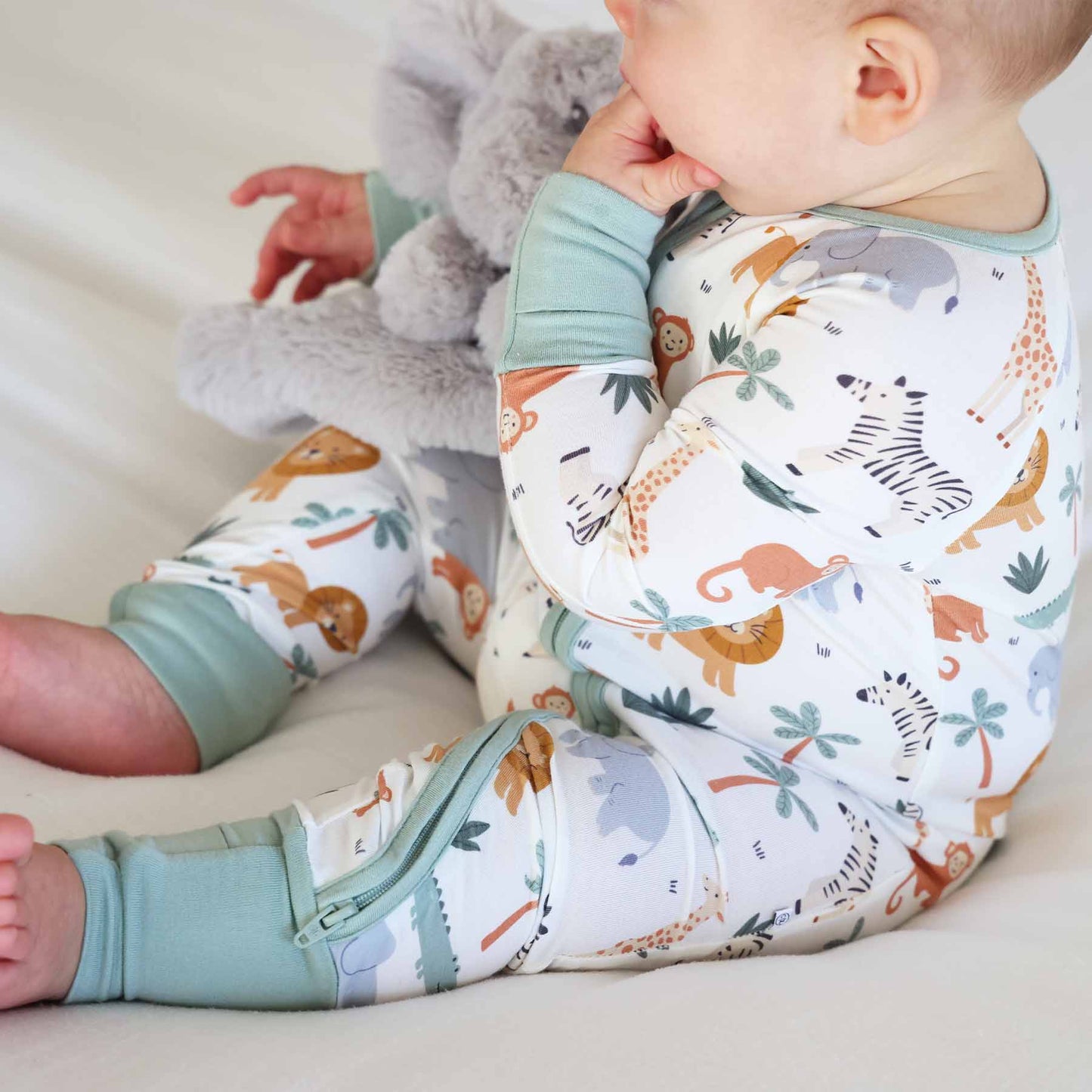 Safari Snuggles Convertible Zip Romper: 3-6 months