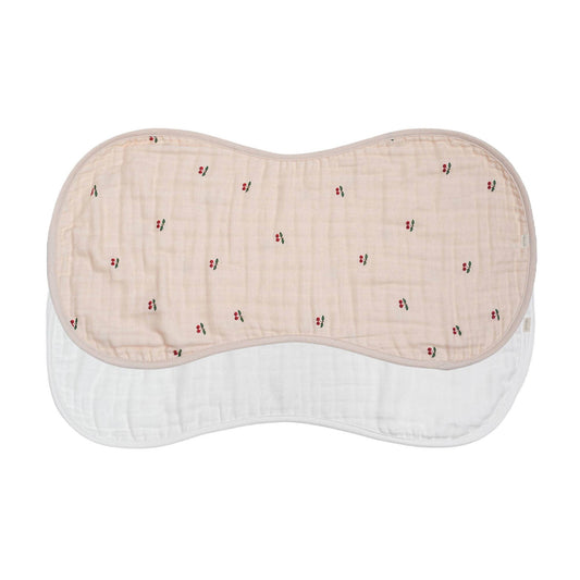 Bamboo Muslin Burp Cloth Set 2-Pack (Cherry-White)
