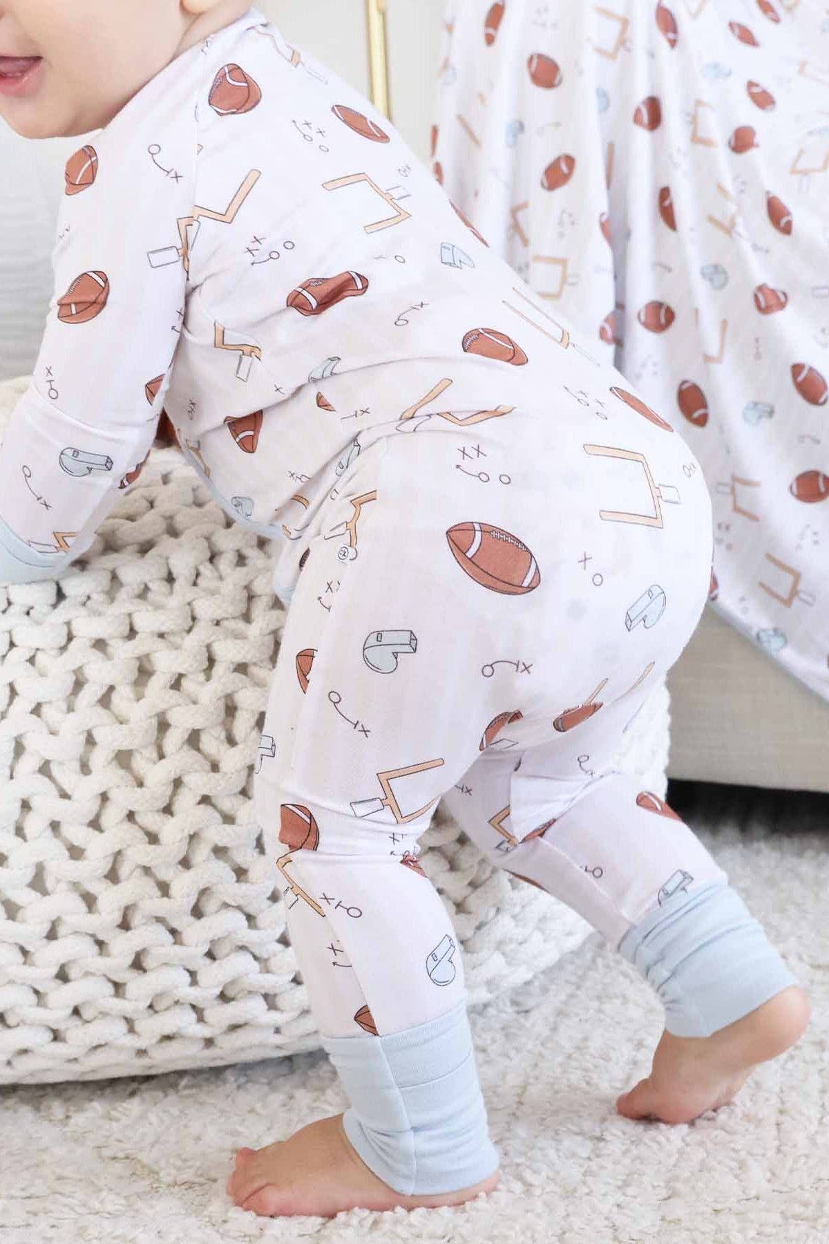 Tiny Touchdowns Convertible Zip Romper | Neutral: 18-24 months