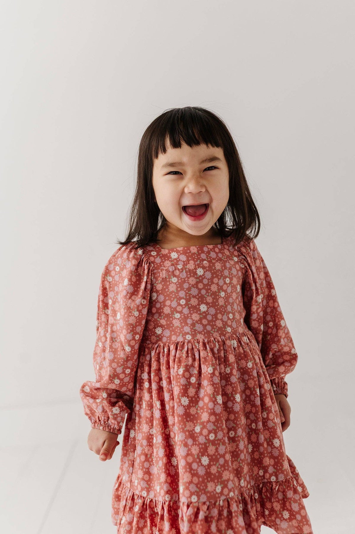 Babysprouts Girl's Long Sleeve Viscose Dress: Tiny Petals