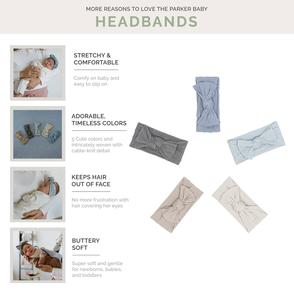 Stormy Set - Cable Knit Knotted Headbands - 5 Pack