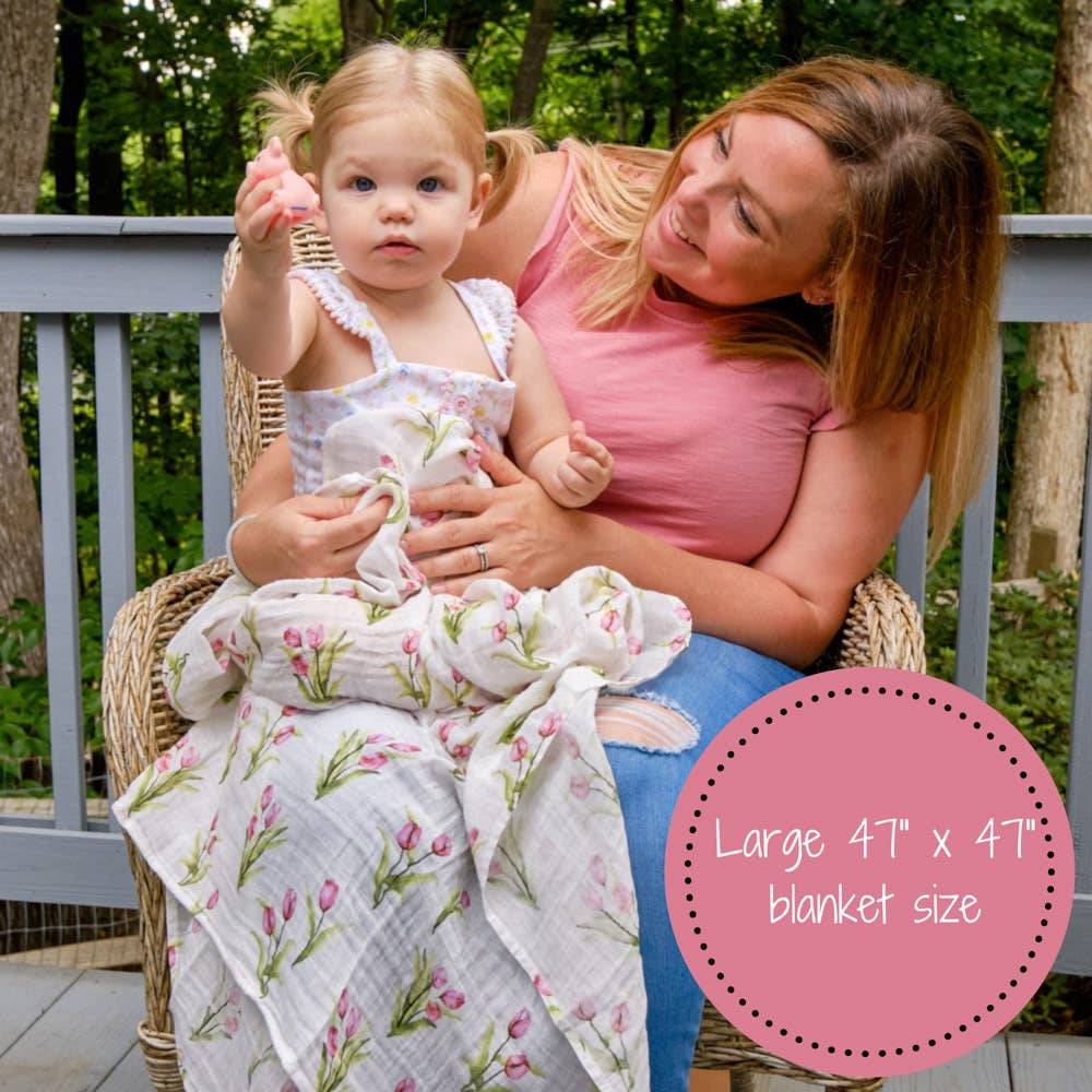 Baby Muslin Swaddle Blanket 47x47 Tulip Garden