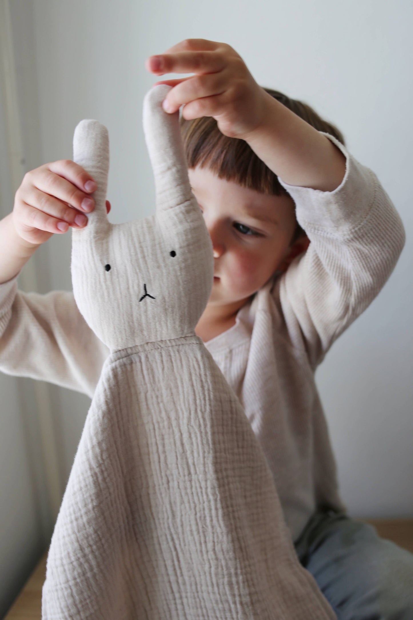 Organic Cotton Muslin Natural Sand Bunny Lovey Blanket